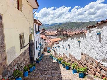 A cobblestone colonial street in Bolivia, a South American architectural trap