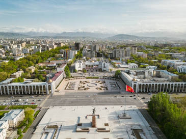 Aerial view of Bishkek, the urban landscape of Kyrgyzstan